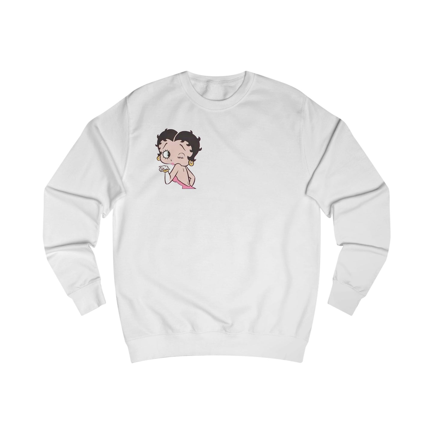 Betty Boop Kiss White Sweatshirt — Retro Cartoon Pullover