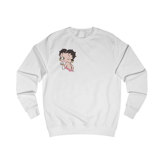 Betty Boop Kiss White Sweatshirt — Retro Cartoon Pullover